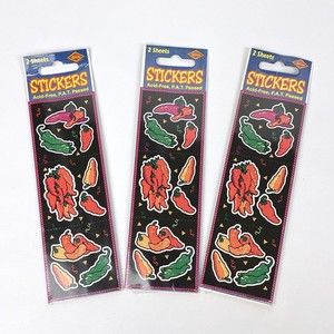 VTG 1998 NOS Set of 3 Beistle Co. Acid Free Hot Pepper Sticker Packs SEALED